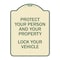 Signmission Protect Your Person and Property Lock Your Vehicle Heavy-Gauge Aluminum Sign, 24" H, TG-1824-23233 A-DES-TG-1824-23233 - alternate 1